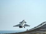 Rafale Marine aircraft successfully landed on the indigenous Aircraft Carrier, INS Vikrant, on its maiden attempt (Oct 29) during the trials by Indian Navy, at INS Hansa's Shore-Based Test Facility (SBTF), in South Goa on Friday. 