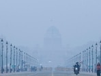 Capital city in the morning experienced mix of light smog and hovering clouds over the sky in New Delhi.