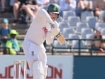 South Africa's Ryan Rickelton plays a shot on day four. 