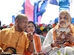 Union home minister Amit Shah and UP chief minister Yogi Adityanath at the BJP state working committee meeting in Lucknow on Friday. (ANI PHOTO)
