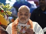 Union home minister Amit Shah during the BJP state working committee meeting in Lucknow on Friday. (Deepak Gupta/HT Photo)