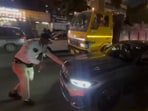 According to local media, the woman, who was driving a BMW, hit multiple vehicles including a car, a woman's scooty and a bike. According to local media, the woman, who was driving a BMW, hit multiple vehicles including a car, a woman's scooty and a bike.