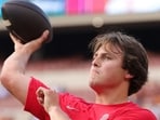 Ohio State's Julian Sayin misses USC game with an arm injury, with freshman Luke Fahey expected to start. (Photo by Alex Slitz / GETTY IMAGES NORTH AMERICA / Getty Images via AFP)(Getty Images via AFP)