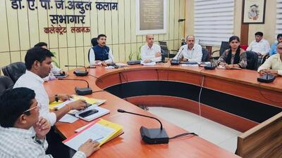 District magistrate Vishak G presides over a review meeting with officials concerned in Lucknow on Saturday. (Sourced) District magistrate Vishak G presides over a review meeting with officials concerned in Lucknow on Saturday. (Sourced)