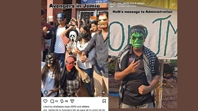 Slogans, satirical posters and students turning up in Avengers costumes were a defining part of the student protest (Photos: Instagram) Slogans, satirical posters and students turning up in Avengers costumes were a defining part of the student protest (Photos: Instagram)