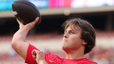 Ohio State's Julian Sayin misses USC game with an arm injury, with freshman Luke Fahey expected to start. (Photo by Alex Slitz / GETTY IMAGES NORTH AMERICA / Getty Images via AFP) (Getty Images via AFP) Ohio State's Julian Sayin misses USC game with an arm injury, with freshman Luke Fahey expected to start. (Photo by Alex Slitz / GETTY IMAGES NORTH AMERICA / Getty Images via AFP) (Getty Images via AFP)