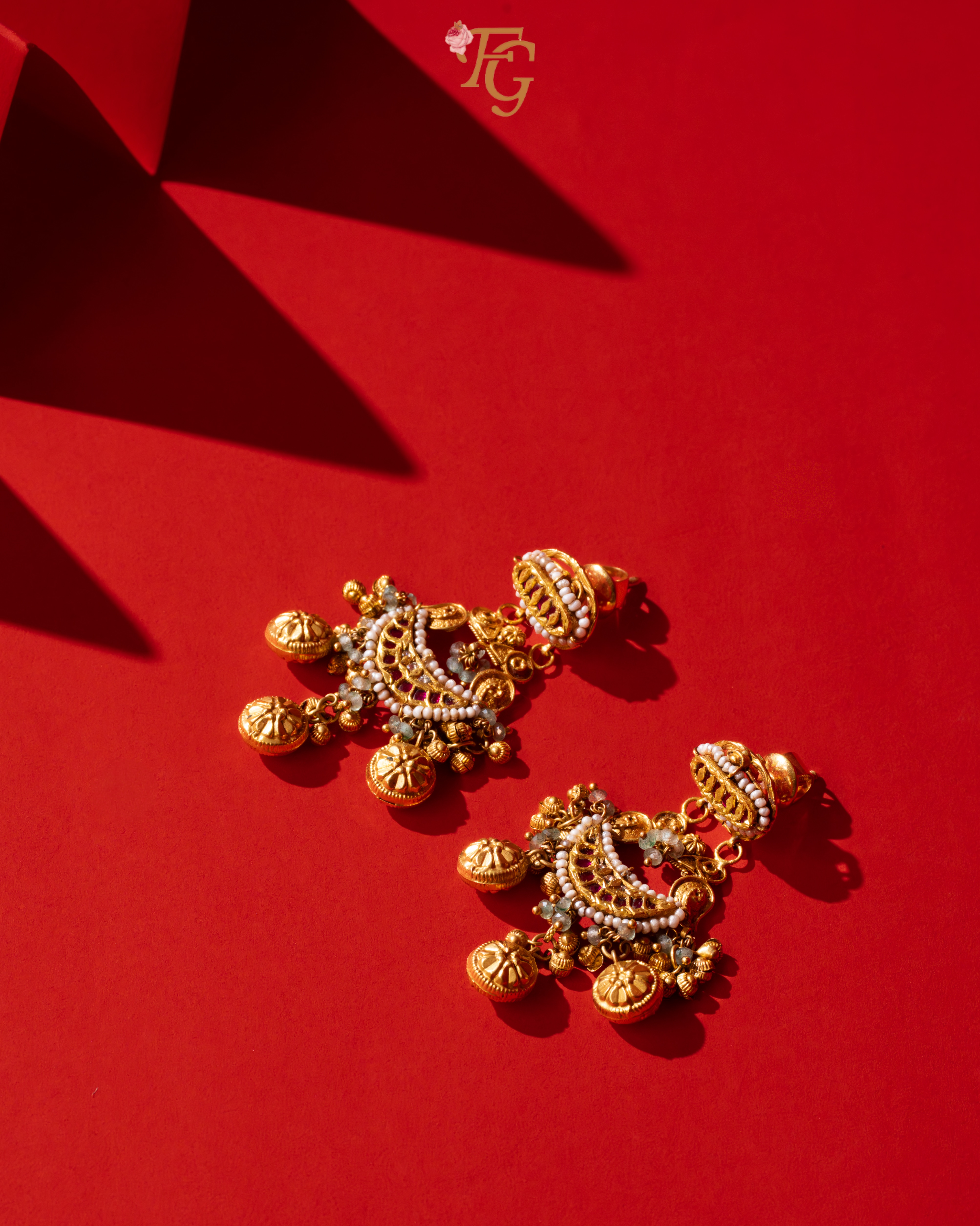 Pair ornate chandbalis with deep scoop, sweetheart, or wide boat necklines on lehengas and shararas. (Fulchand Gulabchand Jewellers) Pair ornate chandbalis with deep scoop, sweetheart, or wide boat necklines on lehengas and shararas. (Fulchand Gulabchand Jewellers)